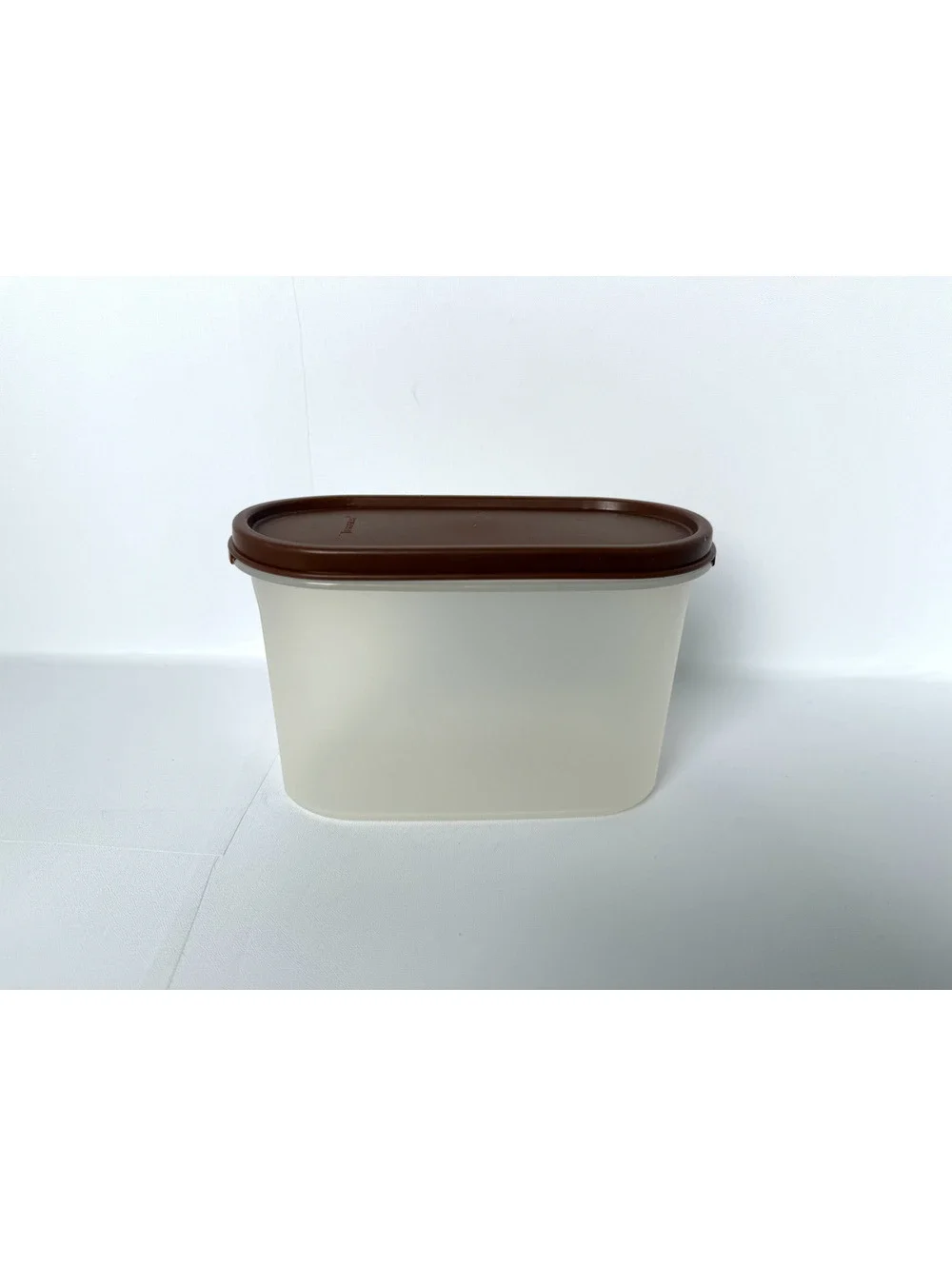 Vintage Tupperware Oval Storage Container with Brown Lid